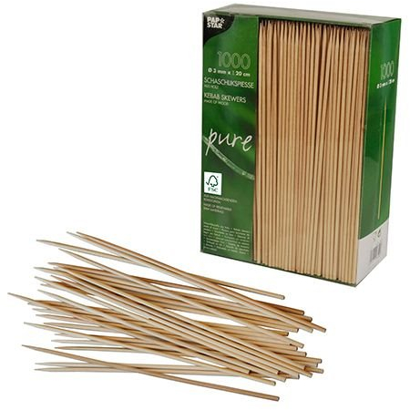 1000 Schaschlikspieße, Holz pure Ø 3 mm · 20 cm (84848)