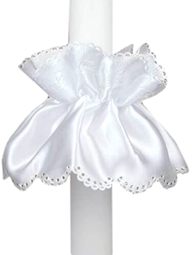 Celebration Kerzenschmuck Kerzenrock Kerzenschleife Kommunion IHS weiß KS-018
