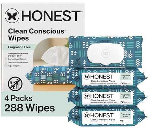 The Honest Company Hypoallergenic Multi-Use Baby Wipes for Sensitive Baby Skin, Balance Blues, 288 Count