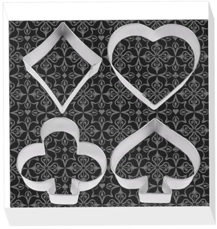 Sandwich Poker Card Symbols Cookie Cutter 4 Piece Boxed Set from The Cookie Cutter Shop - Spade, Heart, Club, Diamond Cookie Cutters – Tin Plated Steel - Made in the USA