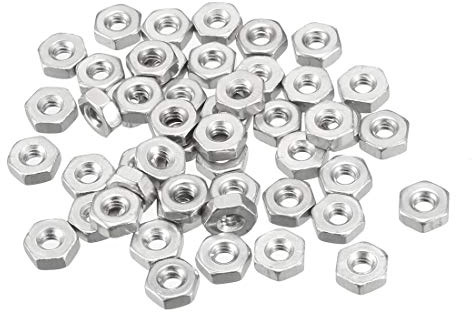 uxcell Hex Nuts, 4#-40 Fine Thread Hexagon Nut, Stainless Steel 304, Pack of 50