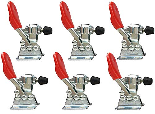 MINGZE Toggle Clamp, Antislip Red Horizontal Clamp Hand Quick Release Heavy Duty Tool Holding Capacity for Jointer Jig, Smoker Lid, Door and Box Case, Adjustable Clamps Latch (6 PCS GH-201 30kg)