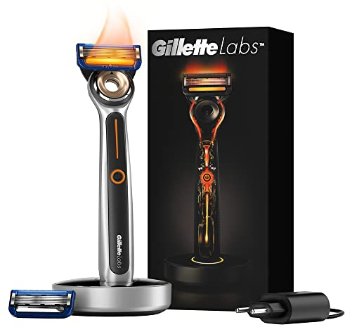Gillette Labs Heated Men's Razor + 1 Razor Blade Refill, FlexDisc Technology, 100% Waterproof, Gifts for Men, 2 Pin UK Plug