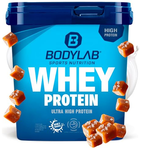 Bodylab24 Whey Protein Powder Caramelo salado 2kg, polvo rico en proteína para músculos más fuertes, la proteína de suero puede promover la construcción de músculo, con 80% de proteína, sin aspartamo