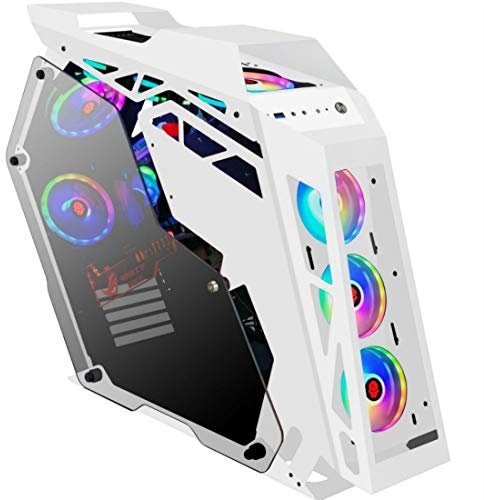 YHMC HDZY ATKK Computer Main Case Gaming Internet Cafe Computer Case, Colour: Big Coffee Plus White