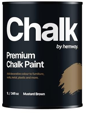Hemway - Premium Chalk Paint - Mustard Brown 1 L | Chalky Matt Shabby Chic Finish for Interior Furniture & Walls | Quick Dry & 1 Coat