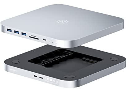 Hagibis USB-C Hub mit Dual Festplattengehäuse, Typ-C Dockingstation für Mac mini M2, Mac Studio M1 Max Ultra mit 2,5 Zoll SATA, M.2 NVMe NGFF, USB 3.1 Gen2, USB-C, SD/TF, 2 USB 3.0 (MC25) Pro