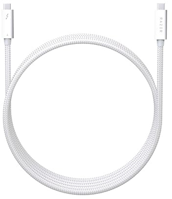 Razer Thunderbolt 4 Câble (2.0 Meter) - Jusqu’à 40 gigabits par seconde, Résolutions allant jusqu’à 8K | Blanc