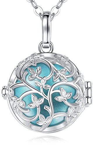 EUDORA Harmony Ball Collier Bola de Grossesse pour Femme Enceinte, Collier Arbre de Vie Pendentif bola Mexicain pour Femme, Cadeau pour Future mère Bijoux, chaîne 114 cm + 76cm