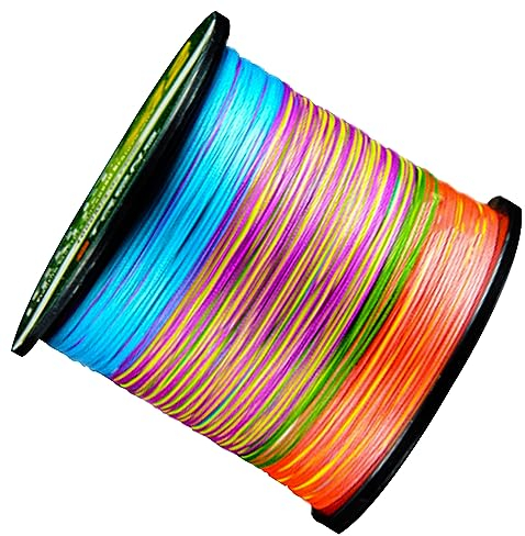 Geflochtene Angelschnur-12fach Abriebfeste Null-Dehnung Ultra Empfindliche Max Casting Angeln Fishing Line Dünner Durchmesser, 109/547/1093yds, 27-178lb,Rainbow-55LB 0.28mm 1093YD/1000m