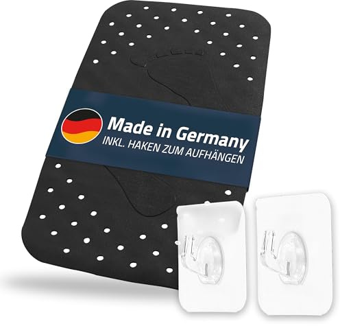 Tapis de Bain, Tapis de Baignoire Step env. 38x72 cm, Noir, 100% TPE | INCL. 2 Crochets | sans PVC, phtalates, Plomb, Latex | testé TÜV | Made in Germany
