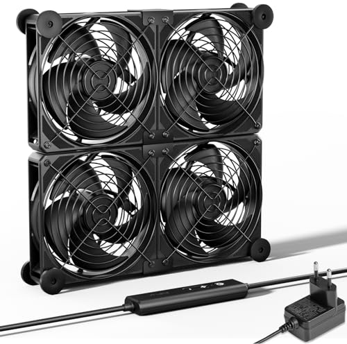 upHere AC 220V Lüfter 120mm,DC 12V PC Ventilator,Dual Kugellager mit 5 Einstellbare,Geschwindigkeiten mit AC Geschwindigkeit Kontrolle DC 12V Kühlung Lüfter für PC Laptop,4PCS,U2DC4.