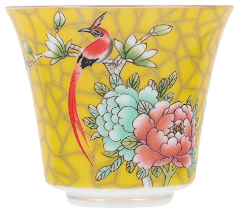 Kung fu teacup,Japanese Tea Cups Asian Tea Cups Traditional Chinese Ceramic Tea Cups Chinese Kung Fu Tea Cup Coffee Mugs for Cappuccino Ceramic Sake Cups Yellow Ceramic Travel Coffee Mug China Tea Cup