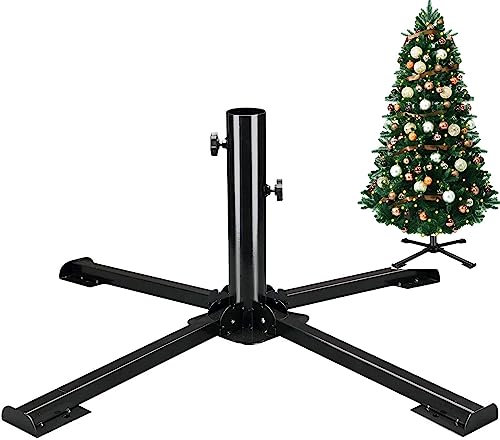 INEOUT Christmas Tree Metal Holder Foldable Retractable Stable Christmas Tree Stand Foot Base For Outdoor Parasol Flagpoles Support