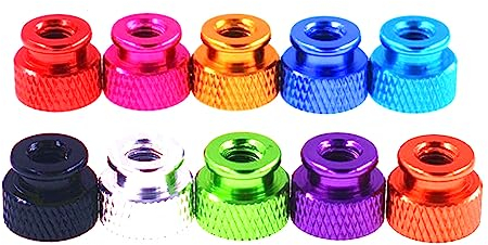 Handfest anziehende Mutter, Rändelmutter, 5 Stück M3 M3,5 M4 M5 M6 Aluminium Bunte gerändelte Rändelmutter Handfest anziehende Mutter Sacklochmuttern, Gold, M6 (Color : Green, Size : M6)