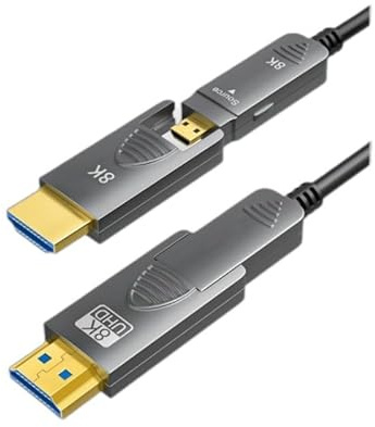 RIKYJIC Câble HDMI 2.1, 8K @ 60 Hz, conçu pour une installation murale - Connecteurs détachables, compatible avec les PC et décodeurs, qualité supérieure (5 mètres, tête unique D-A détachable)