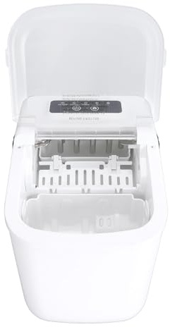 Máquina Compacta para Hacer Hielo con Máquina de Hielo Portátil para Cocina Casera, 12 Formas, Tanque de Agua de 1,1 l. Autolimpieza, Capa de Espuma Mejorada, Ventana (Enchufe
