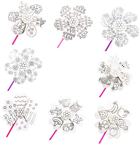 Yardwe Diy Paper Windmill Flowers Kit Boys and Girls Windmill Toy Magical Boys and Girls Drawing Kit