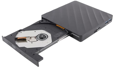 Fasizi Extern USB DVD/CD-enhet – Brännare och spelare för bärbar dator/PC (kompatibel med Windows, Linux, MacOS)