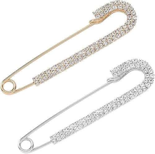 2 Stück Brosche Damen,Broschen & Anstecknadeln,Brosche Kragen Clips,Broschen Pins Pullover Schal Clips,für Damen Mädchen Perle Strass Pullover Clip Schal Clip Strickjacke Kleid Kleidungsstück Dekorati