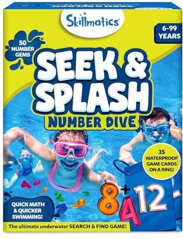Skillmatics Pool Toys - Seek & Splash, Search & Find Water Game, Swimming Pool Number Dive Toy for Kids, Summer Fun & Gifts for Boys & Girls Ages 6, 7, 8, 9, 10, 11 & Up, Includes 50 Colourful Gems