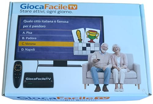 GiocaFacileTV - Console Giochi per Anziani da Collegare alla TV - Carte, Cruciverba, Giochi di Memoria e Tanti Altri - Caratteri Grandi, Telecomando Semplificato - Regalo per Festa Papà
