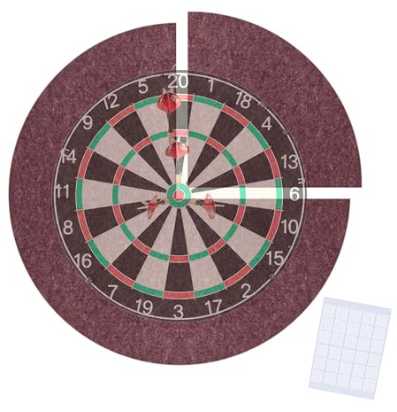 Relaxdays Protective ring for dart discs, 4-piece, Ø 60 cm, felt environment, including self-adhesive pads, burgundy