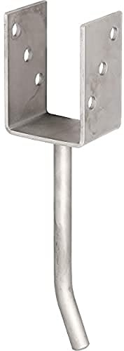 Alberts 214203 U-Pfostenträger | mit Betonanker aus Rundstahl | Edelstahl | lichte Breite 71 mm | Länge Betonanker 200 mm