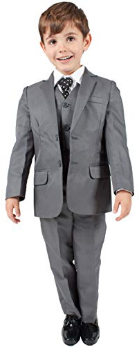 Boys Suits Boys Grey Suit 5 Piece Wedding Party Formal Outfit Pageboy (0-3M - 14Yrs) (6-7 Years)