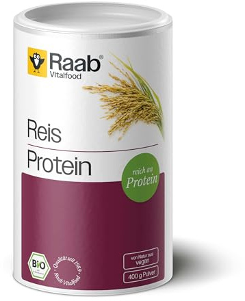 Raab® Bio Reis-Protein Pulver (400 g) - 80 % pflanzliches Eiweiß | Mit 80 % pflanzlichem Eiweiß - aus biologischem Anbau - für Shakes und mehr - vegan