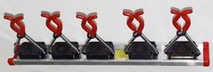 5 Bruns-Gerätehalter auf 50 cm Führungsschiene