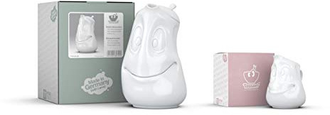 FIFTYEIGHT PRODUCTS 2-teiliges Kannenset / 1 x Kanne Gut Drauf 1 2l und 1 x Milchkännchen Drollig 350ml Weiß