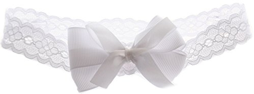Baby & Kinder Haarband ab 0M Stirnband Kopfband Band Taufe Weiß Kopfschmuck (KU 36-38cm.)