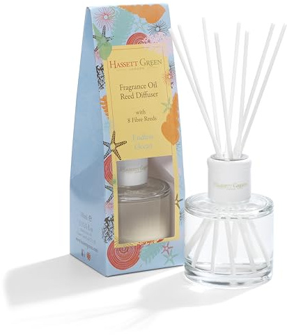 Hassett Green London - Endless Ocean - Fragrance Oil Reed Diffuser - 100ml Glass Bottle with 8 Fibre Reeds