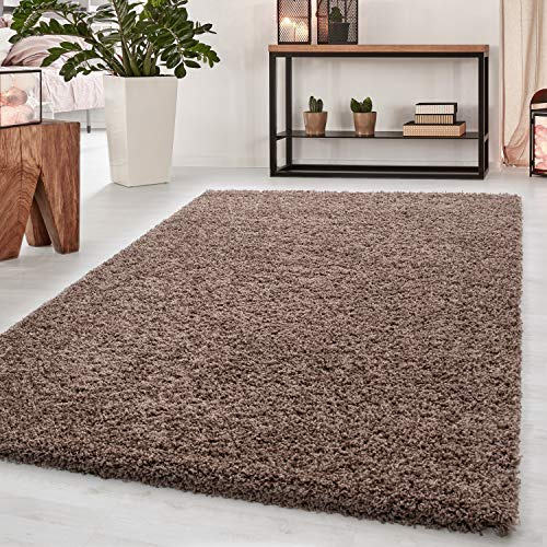 Teppium Hochflor Teppich Küche Shaggy 60 x 110 cm Rot - Flauschiger Teppich Extra Weich, Waschbar und Modern Einfarbig Design - Langflor Teppich für Schlafzimmer, Esszimmer und Wohnzimmer