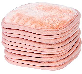 Eurow Reusable Makeup Remover Cloths, Soft Microfiber Face Towels for All Skin Types, Chemical-Free, Protective, Machine Washable, Gentle & Effective Facial Cleansing, 5x5, Coral, 10-Pack