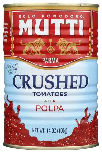 Mutti Crushed Tomatoes (Polpa), 14 oz. | 6 Pack | Italy’s #1 Brand of Tomatoes | Fresh Taste for Cooking | Canned Tomatoes | Vegan Friendly & Gluten Free | No Additives or Preservatives