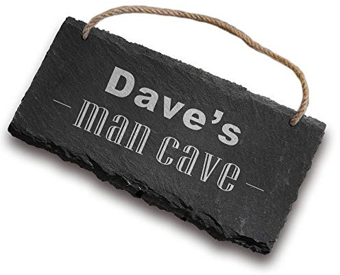 Garden Sign Engraved Slate Garden Signs and Plaques Custom House Signs Shed Sign Personalised Outdoor Decoration Man Cave Sign Workshop Personalised Signs for Outside(Man Cave)