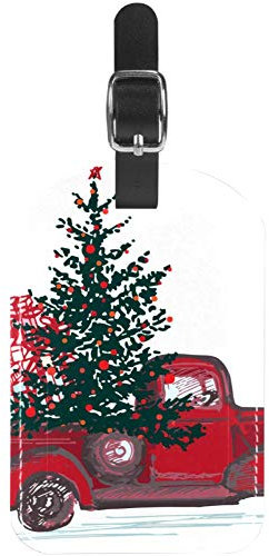 Gepäckanhänger für Auto mit Weihnachtsbaum-Geschenken, Leder, Reisegepäcketiketten, 1 Packungen