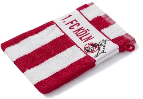1. FC Köln Waschhandschuh rot-weiß + Lesezeichen I Love Köln | Waschlappen, Seiflappen