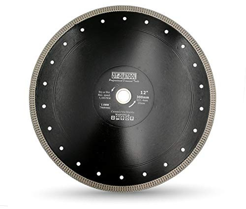 DT-DIATOOL Disque à Tronçonner Diamante 300 mm x 25,4 mm/20 mm Lame de Scie avec X Maille Turbo pour Porcelaine Tuile Marbre Céramique Granit