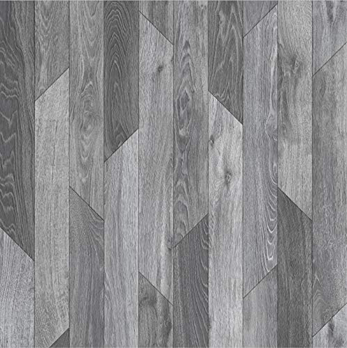 247Floors Forli Modern Wood Plank Effect Vinyl Flooring 2.3mm Realistic Foam Backed Slip Resistant Lino (2.5m x 3m / 8ft 2 x 9ft 10, Light Grey Modern Planks)