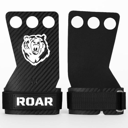 Roar® Karbongrepp, Gymnastik, För Män och Kvinnor, Hypoallergeniska Handtag för Tyngdlyftning, Jättehäv, Räckhäv (L)
