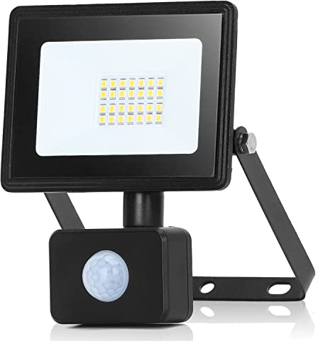 Aigostar LED-Strahler mit Bewegungsmelder, 20 W, 1800 lm, super Helligkeit, LED-Strahler, für den Außenbereich, IP65, wasserdicht, 4000 K, Naturweiß, perfekt für Garten, Garage, Hof usw.