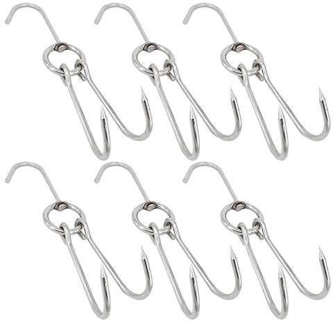 YARNOW Fleischhaken Doppelt Aus Edelstahl 6 Stück 9.65 Zoll Zum Trocknen Von Braten Und Geflügel Grillhaken Für Räuchern Metzgerei Und Küche