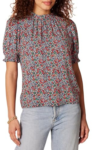 Amazon Essentials Damen Hemd Aus Fluid Twill Mit Kurzen Puffärmeln Und Smockdetails