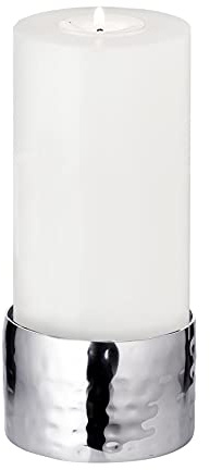 EDZARD Kerzenhalter Agadir (H 5 cm, Ø 8,5 cm), Edelstahl, Stumpenkerzen | Kerzenständer für Stumpenkerzen Ø 8 cm · Bodenkerzenständer und Säulenkerzenhalter · Ständer für Kerzen rund in Silber