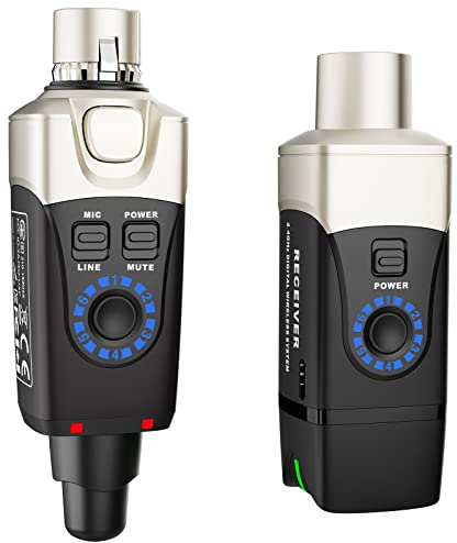 Xvive U3 Sistema Microfono Wireless, 2.4G XLR Wireless Trasmettitore e Ricevitore per Microfono Dinamico, Mixer Audio e Sistema PA