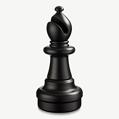 Schachfigur - 42 bis 64 cm Hoch - 2-Teilig Schaubesystem - Kann zusätzliches Gewicht mit Sand oder Wasser gefüllt Werden - Original Schachspiel Kunststoff Outdoor Indoor (Läufer 54 cm, Schwarz)