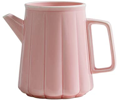 QINGGANGLING999 Milk Frother Cups 450ml Ceramic Coffee Pot Ceramic Teacup Restaurant Cappuccino Sharing Pot Ceramic Milk Jug Cup Hand Coffee Pot Gravy Boat (Color : Pink)